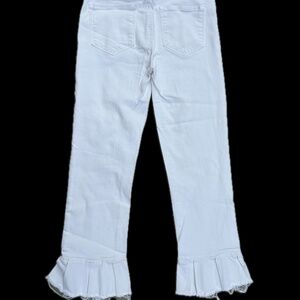 PAIGE White Ruffle Hem Jeans – Size 28, Optic White